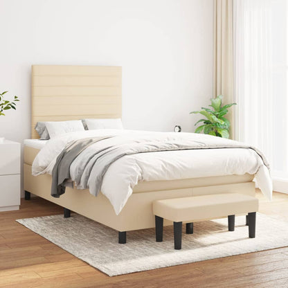 Box Spring Postel S Matrací Textil Krémová