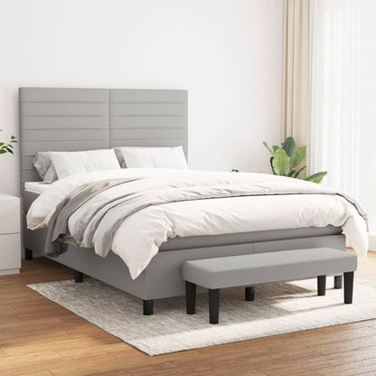 Box Spring Postel S Matrací Textil Světle Šedá