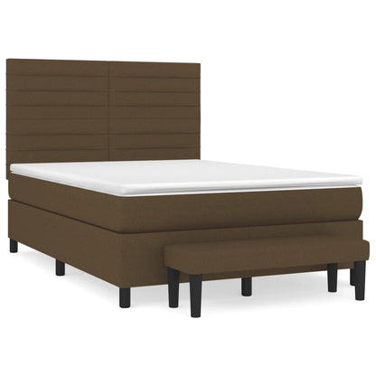 Box Spring Postel S Matrací Tmavě Hnědá 140X200 Cm Textil