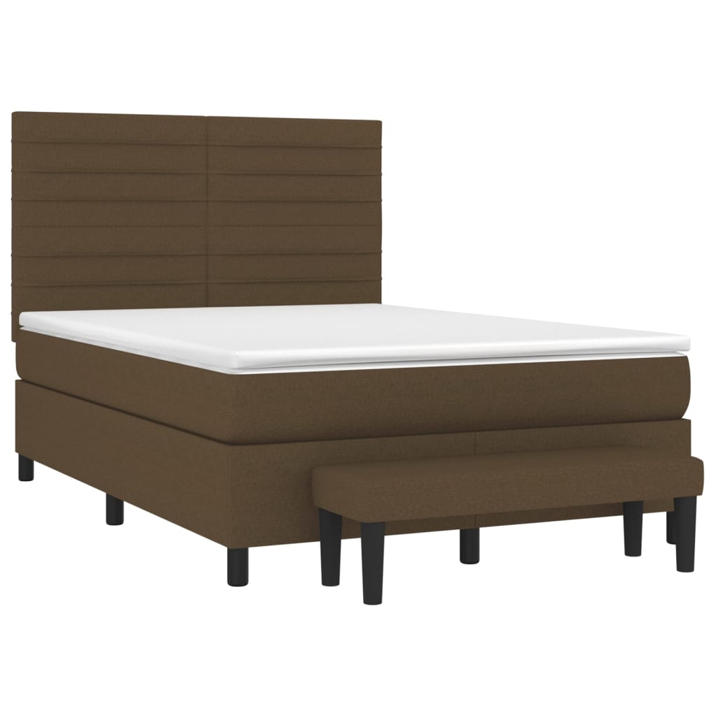 Box Spring Postel S Matrací Tmavě Hnědá 140X200 Cm Textil