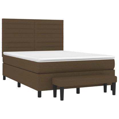 Box Spring Postel S Matrací Tmavě Hnědá 140X200 Cm Textil