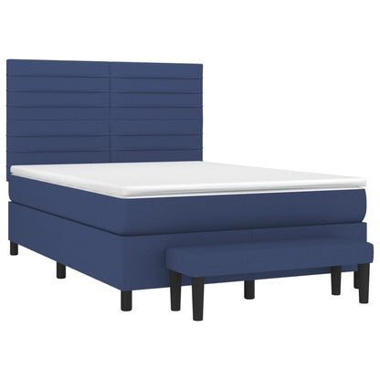 Box Spring Postel S Matrací Modrá 140X200 Cm Textil