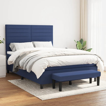 Box Spring Postel S Matrací Modrá 140X200 Cm Textil