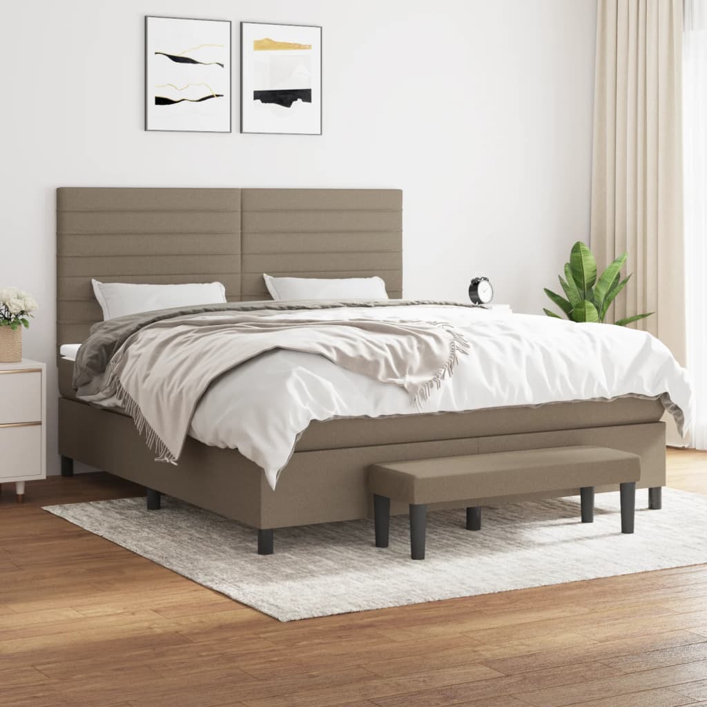 Box Spring Postel S Matrací Textil Taupe