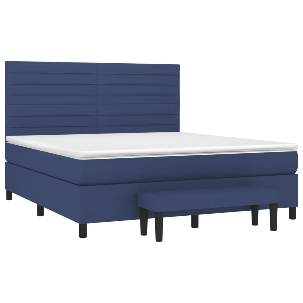 Box Spring Postel S Matrací Modrá 160X200 Cm Textil