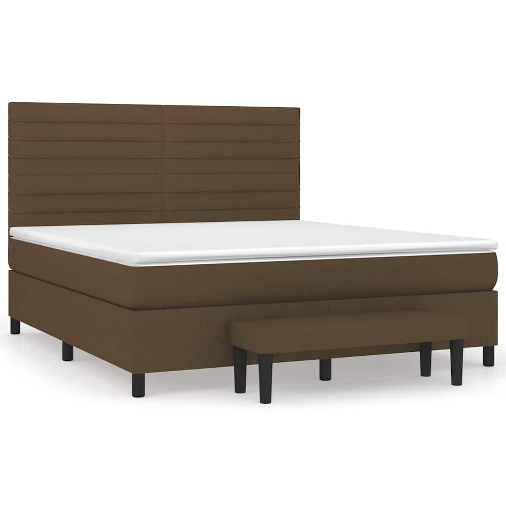 Box Spring Postel S Matrací Tmavě Hnědá 180X200 Cm Textil