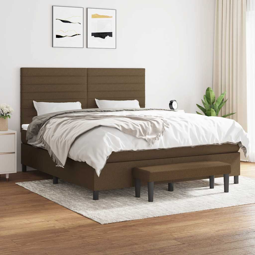 Box Spring Postel S Matrací Tmavě Hnědá 180X200 Cm Textil