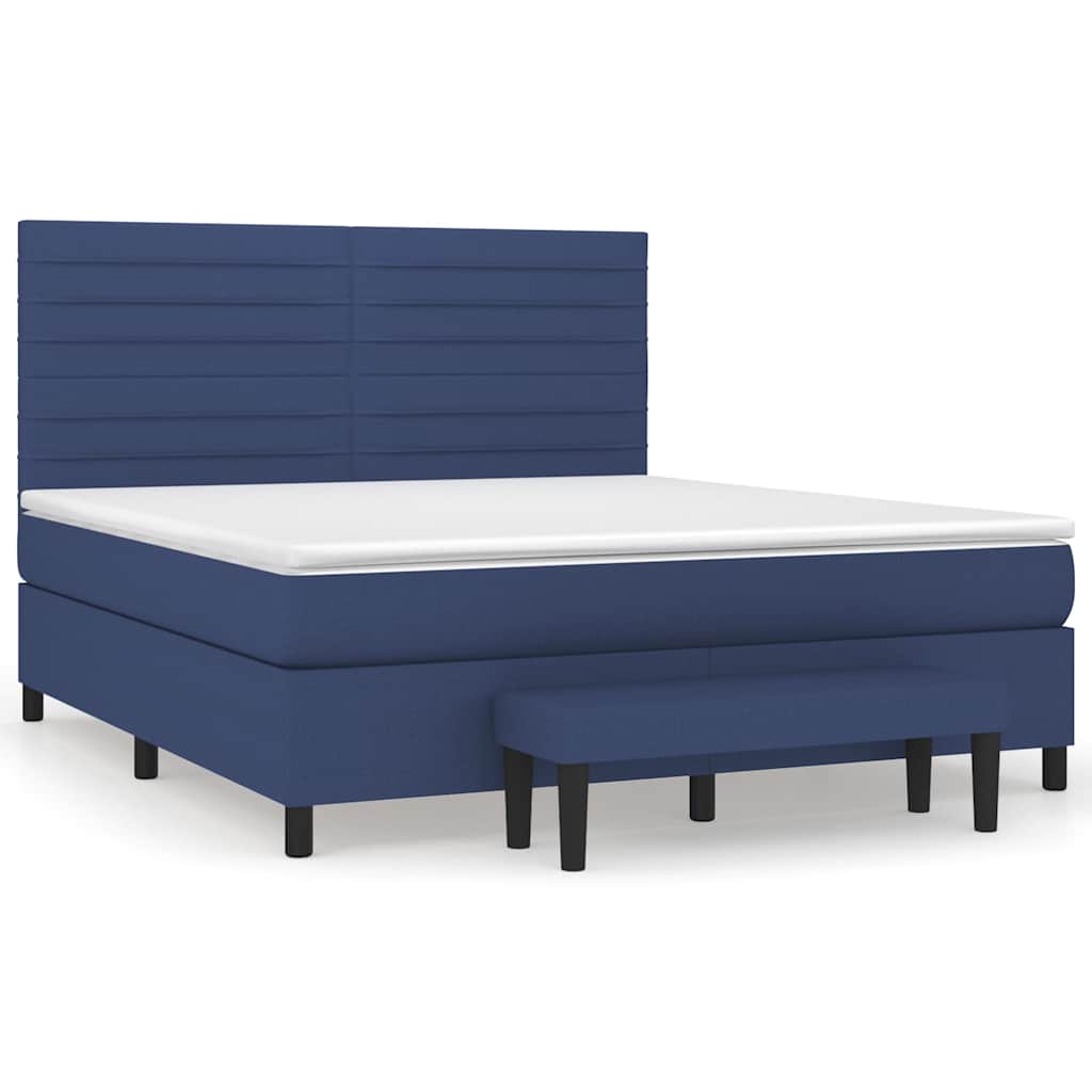 Box Spring Postel S Matrací Modrá 180X200 Cm Textil