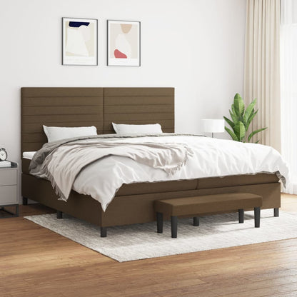 Box Spring Postel S Matrací Tmavě Hnědá 200X200 Cm Textil