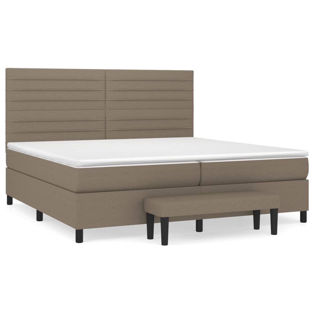 Box Spring Postel S Matrací Taupe 200X200 Cm Textil