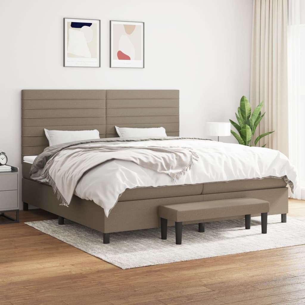 Box Spring Postel S Matrací Taupe 200X200 Cm Textil
