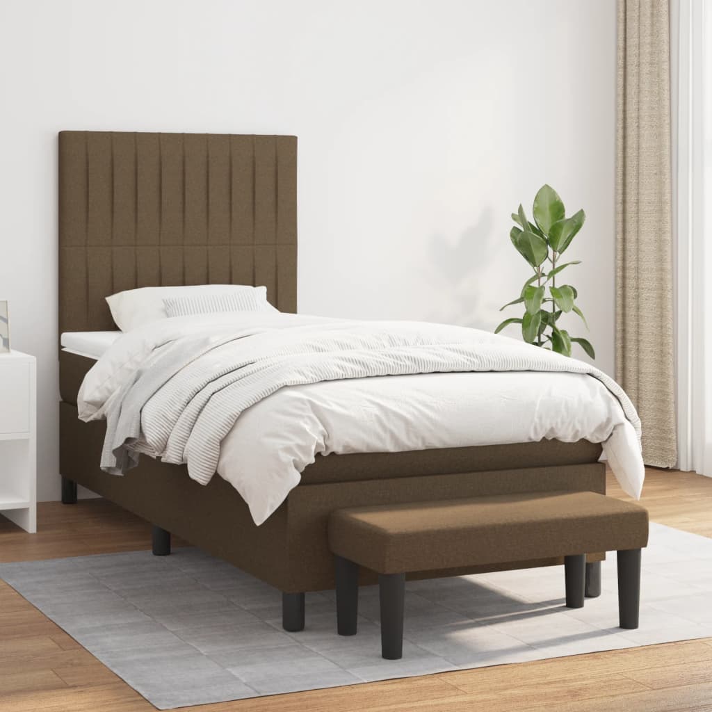 Box Spring Postel S Matrací Tmavě Hnědá 80X200 Cm Textil