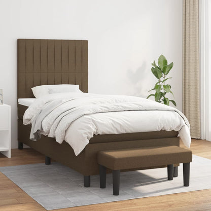 Box Spring Postel S Matrací Tmavě Hnědá 80X200 Cm Textil