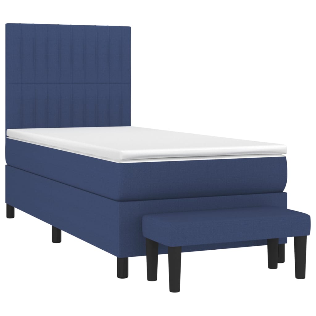 Box Spring Postel S Matrací Modrá 80X200 Cm Textil
