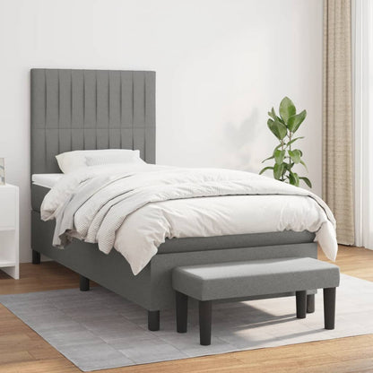 Box Spring Postel S Matrací Textil Tmavě Šedá
