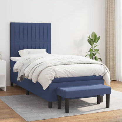 Box Spring Postel S Matrací Modrá 90X190 Cm Textil