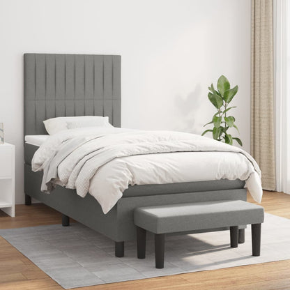 Box Spring Postel S Matrací Textil Tmavě Šedá