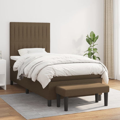 Box Spring Postel S Matrací Tmavě Hnědá 90X200 Cm Textil
