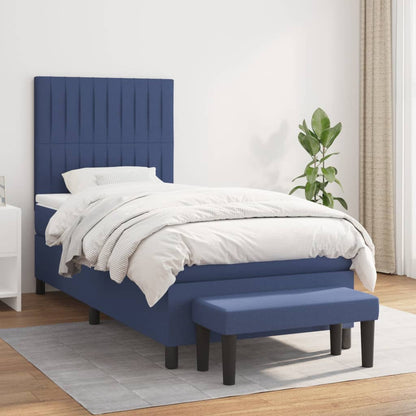 Box Spring Postel S Matrací Modrá 90X200 Cm Textil