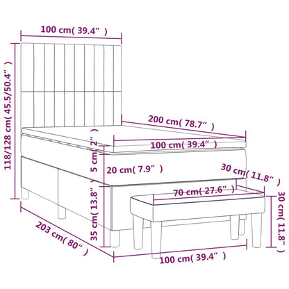 Box Spring Postel S Matrací Tmavě Hnědá 100 X 200 Cm Textil