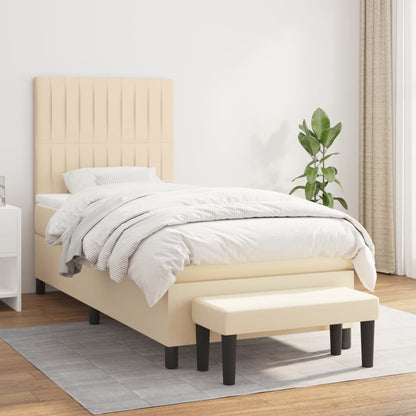 Box Spring Postel S Matrací Textil Krémová