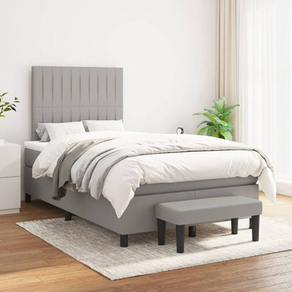 Box Spring Postel S Matrací Textil Světle Šedá