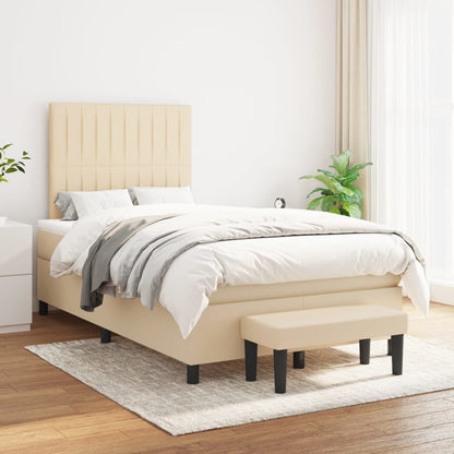 Box Spring Postel S Matrací Textil Krémová
