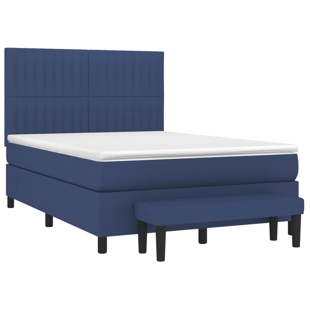 Box Spring Postel S Matrací Modrá 140X190 Cm Textil