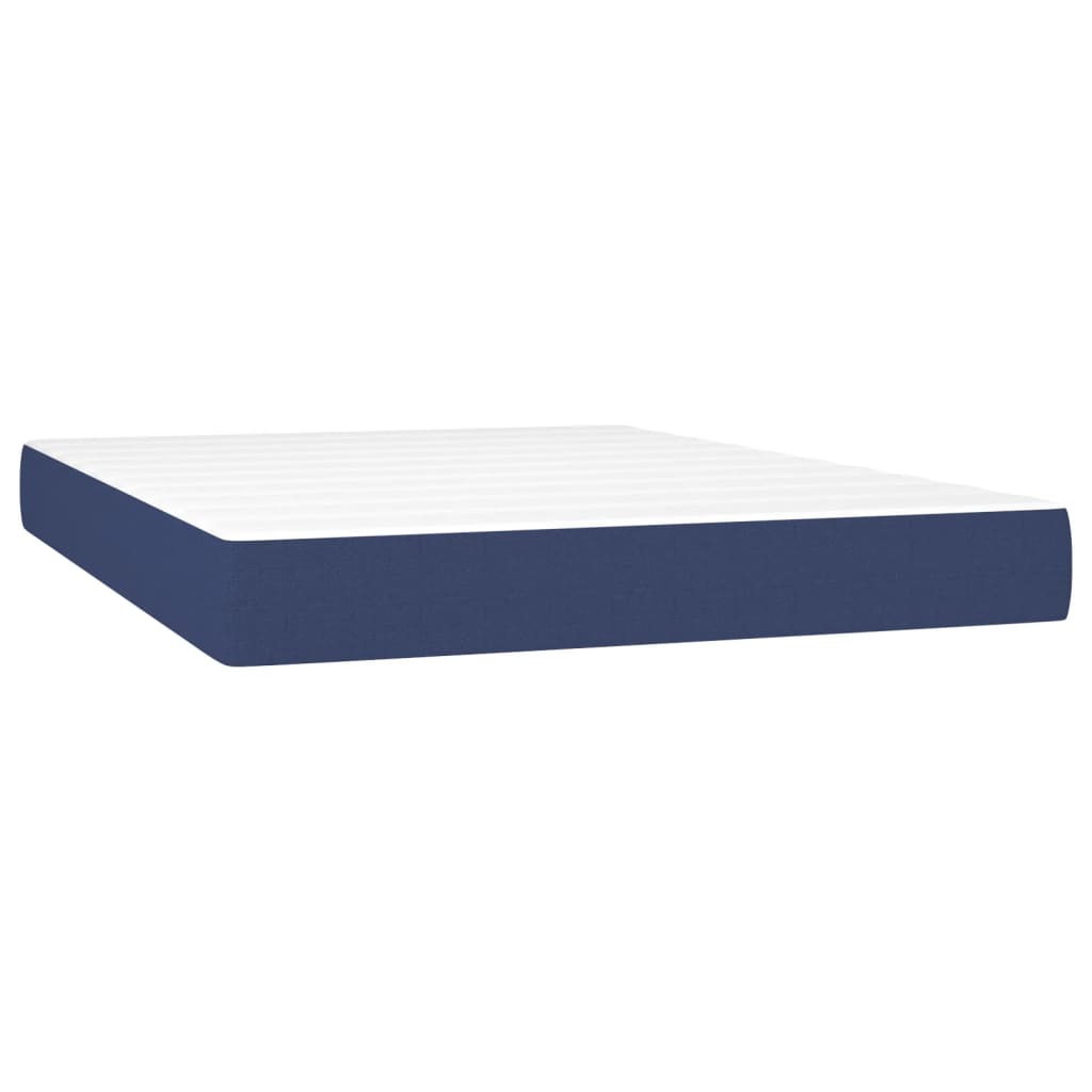 Box Spring Postel S Matrací Modrá 140X190 Cm Textil