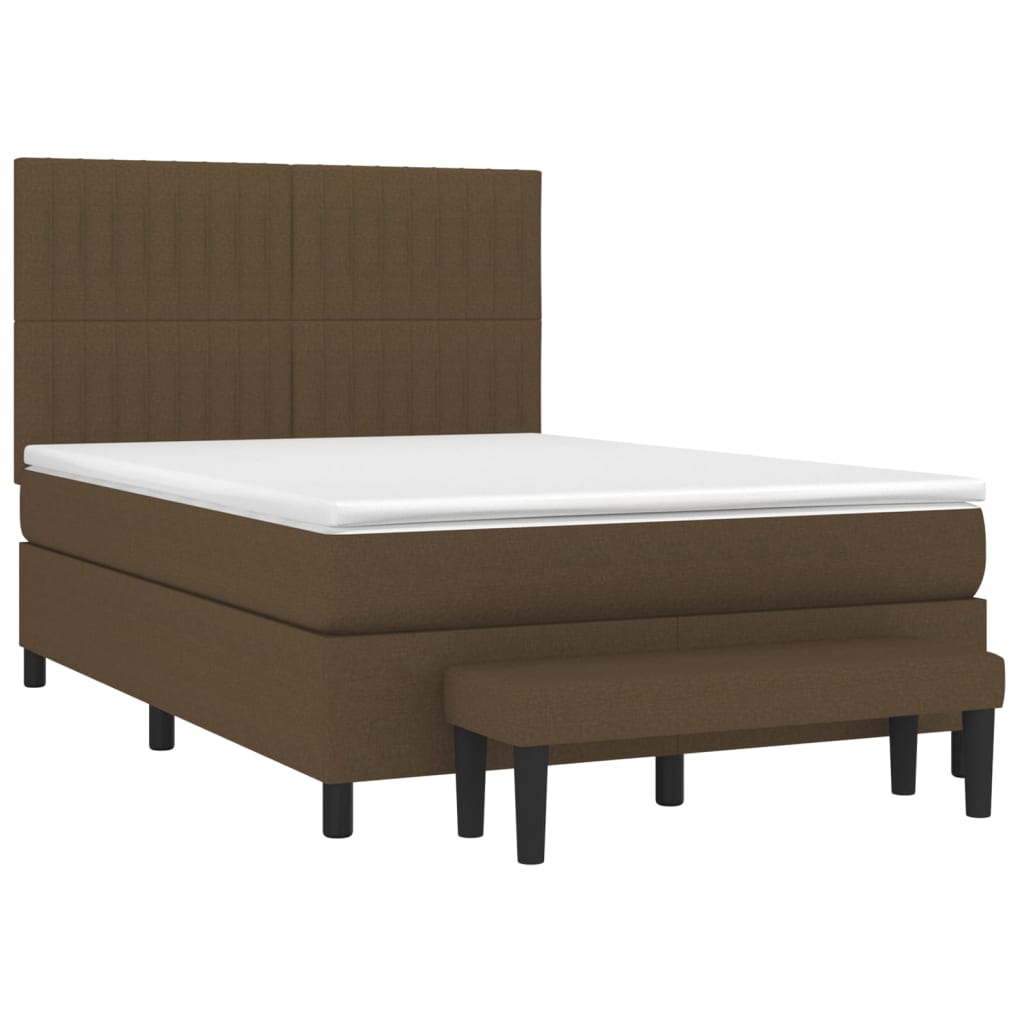 Box Spring Postel S Matrací Tmavě Hnědá 140X200 Cm Textil