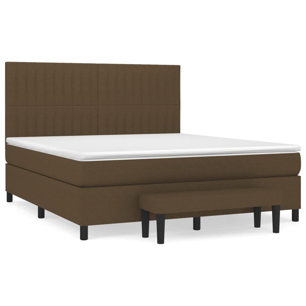 Box Spring Postel S Matrací Tmavě Hnědá 180X200 Cm Textil