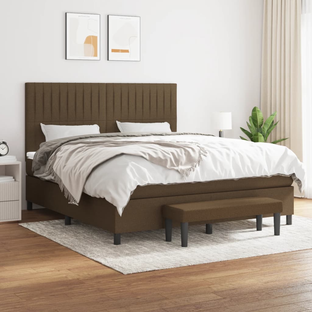 Box Spring Postel S Matrací Tmavě Hnědá 180X200 Cm Textil
