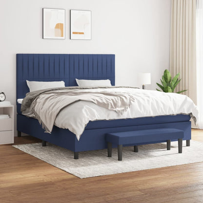 Box Spring Postel S Matrací Modrá 180X200 Cm Textil