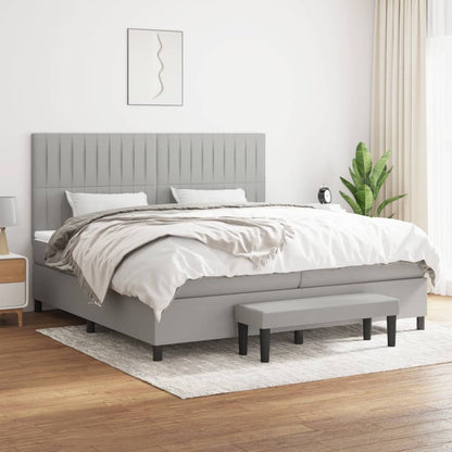 Box Spring Postel S Matrací Textil Světle Šedá