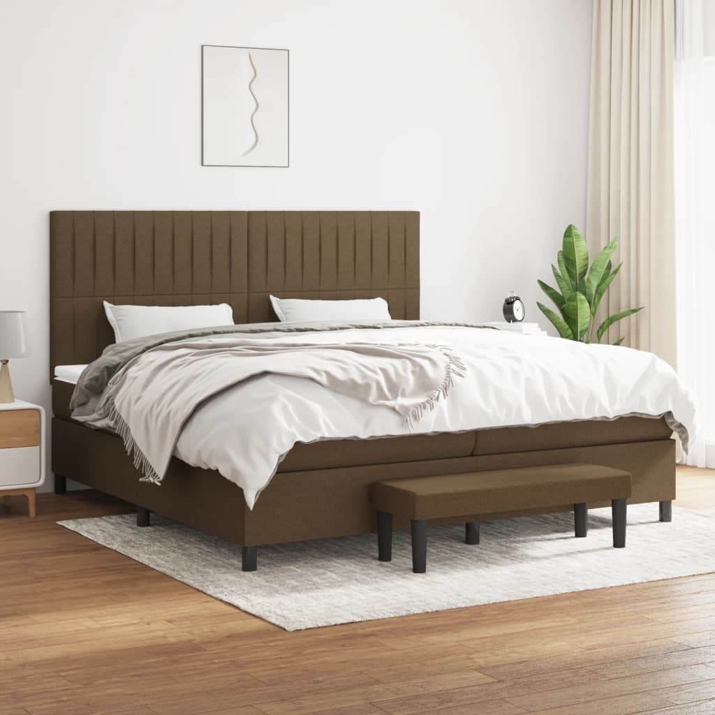 Box Spring Postel S Matrací Tmavě Hnědá 200X200 Cm Textil