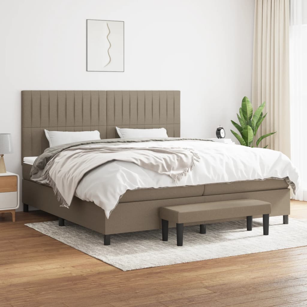 Box Spring Postel S Matrací Textil Taupe