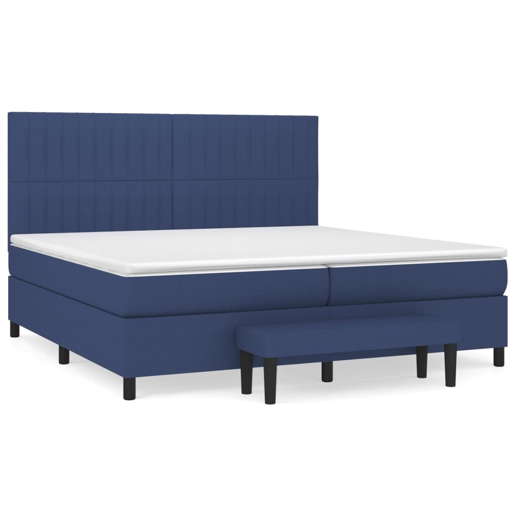 Box Spring Postel S Matrací Modrá 200X200 Cm Textil
