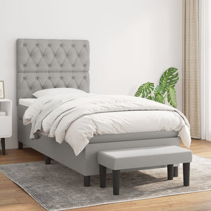 Box Spring Postel S Matrací Textil Světle Šedá