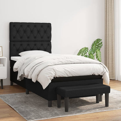 Box Spring Postel S Matrací Černá Textil Černá