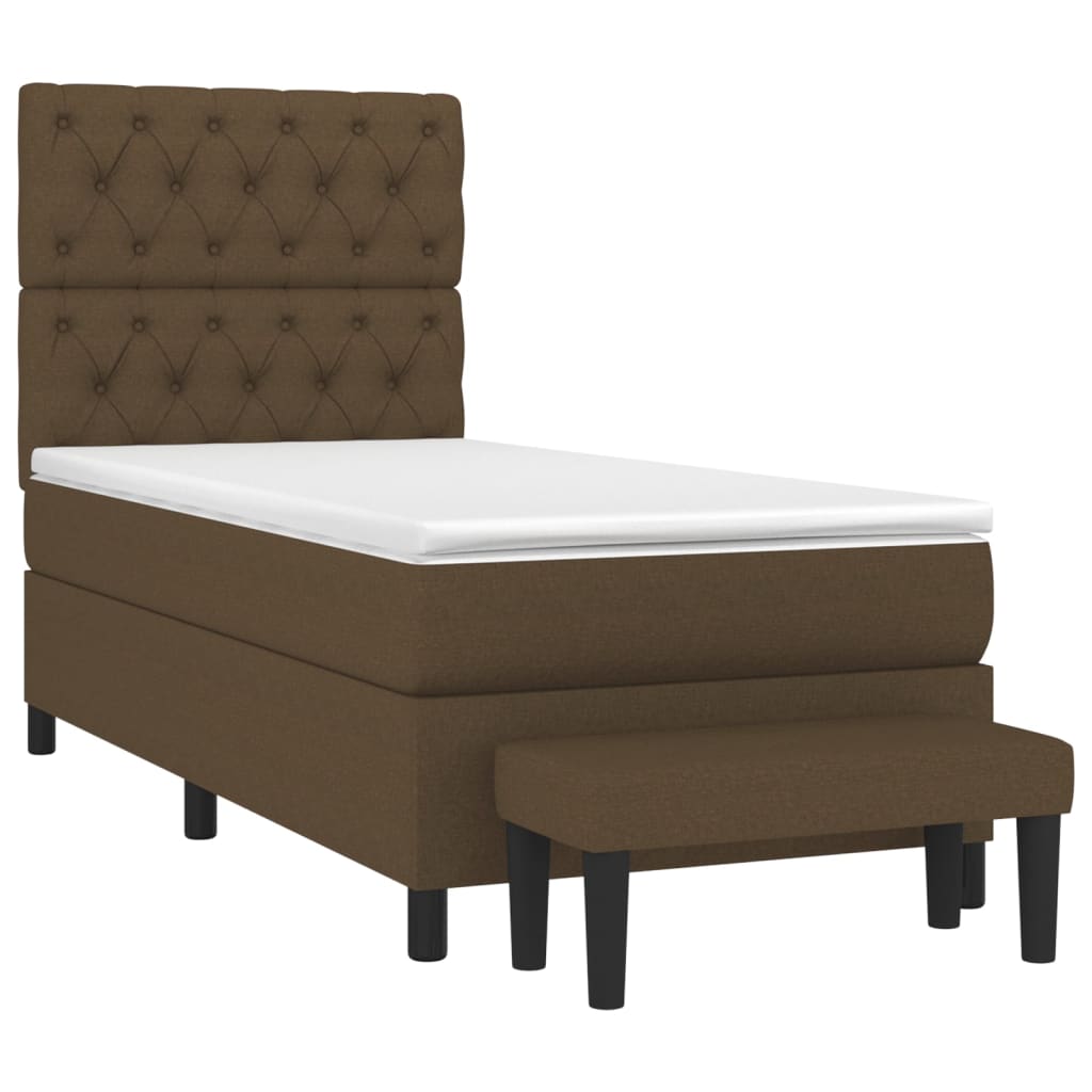 Box Spring Postel S Matrací Tmavě Hnědá 80X200 Cm Textil