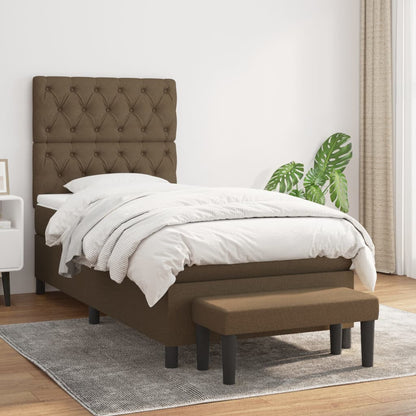 Box Spring Postel S Matrací Tmavě Hnědá 80X200 Cm Textil
