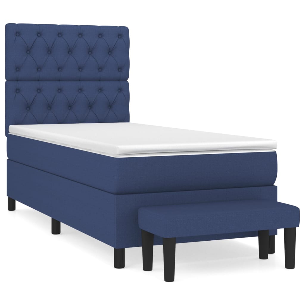 Box Spring Postel S Matrací Modrá 80X200 Cm Textil