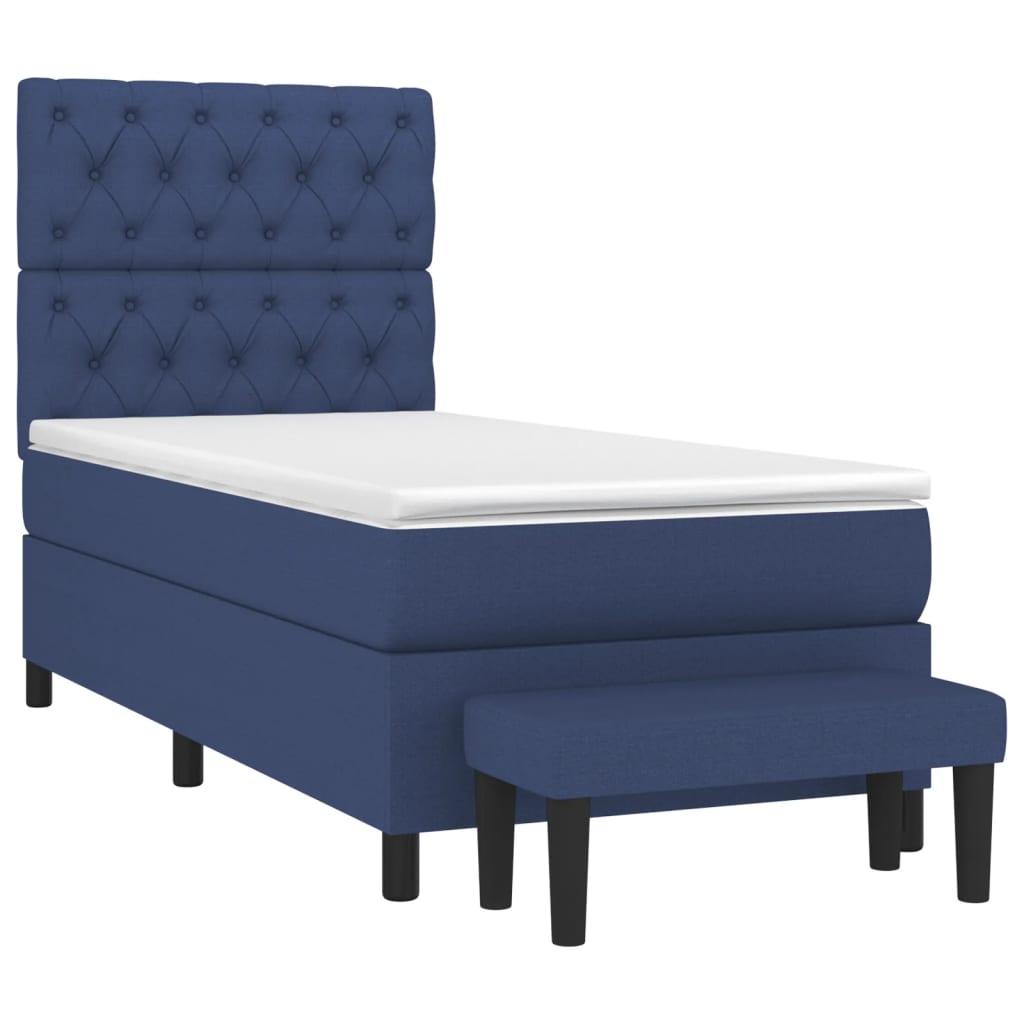Box Spring Postel S Matrací Modrá 80X200 Cm Textil