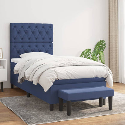 Box Spring Postel S Matrací Modrá 80X200 Cm Textil