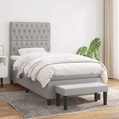 Box Spring Postel S Matrací Textil Světle Šedá