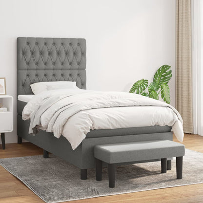 Box Spring Postel S Matrací Textil Tmavě Šedá