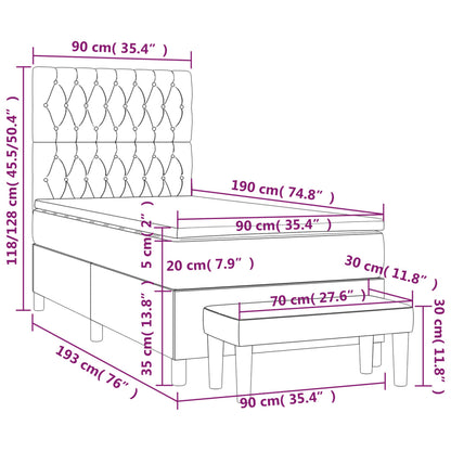 Box Spring Postel S Matrací Tmavě Hnědá 90X190 Cm Textil