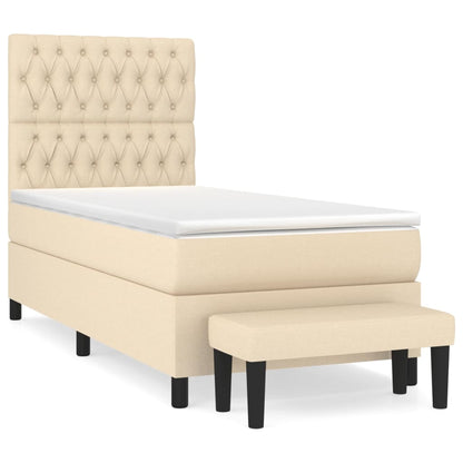 Box Spring Postel S Matrací Textil Krémová