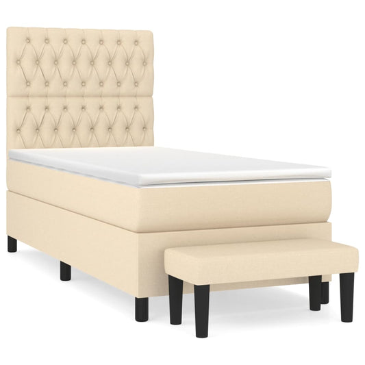 Box Spring Postel S Matrací Textil Krémová