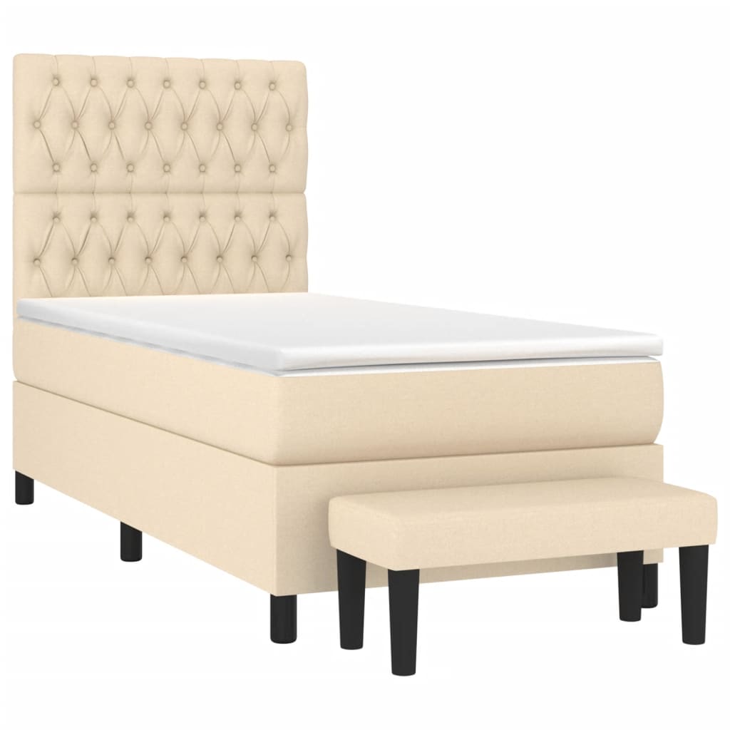 Box Spring Postel S Matrací Textil Krémová